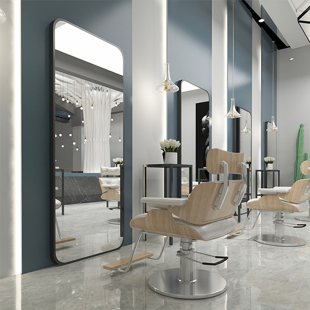 Oglindă de perete modernă clasică, negru, din fier, oglindă decorativă pentru baie din metal de înaltă calitate