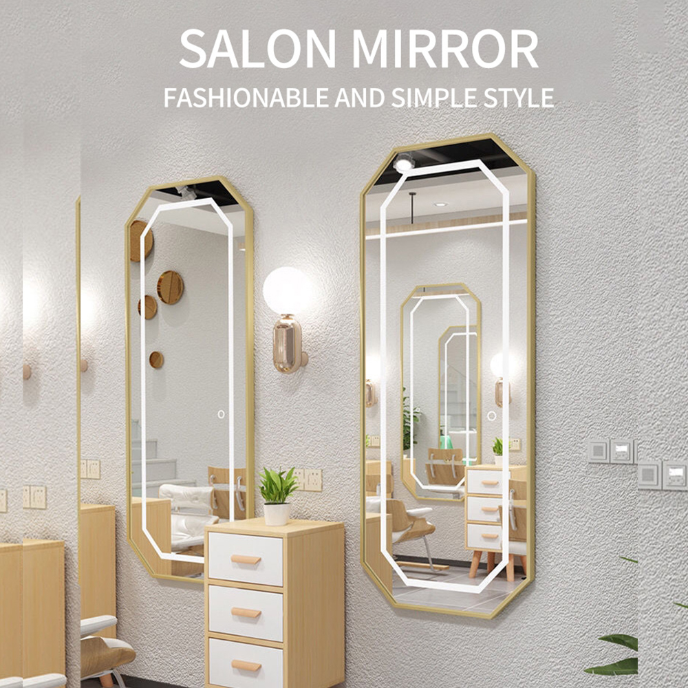 Echipament Salon Hexagon Și Mobilier Dresser Styling Oglindă Salon Frizer Cu Lumină