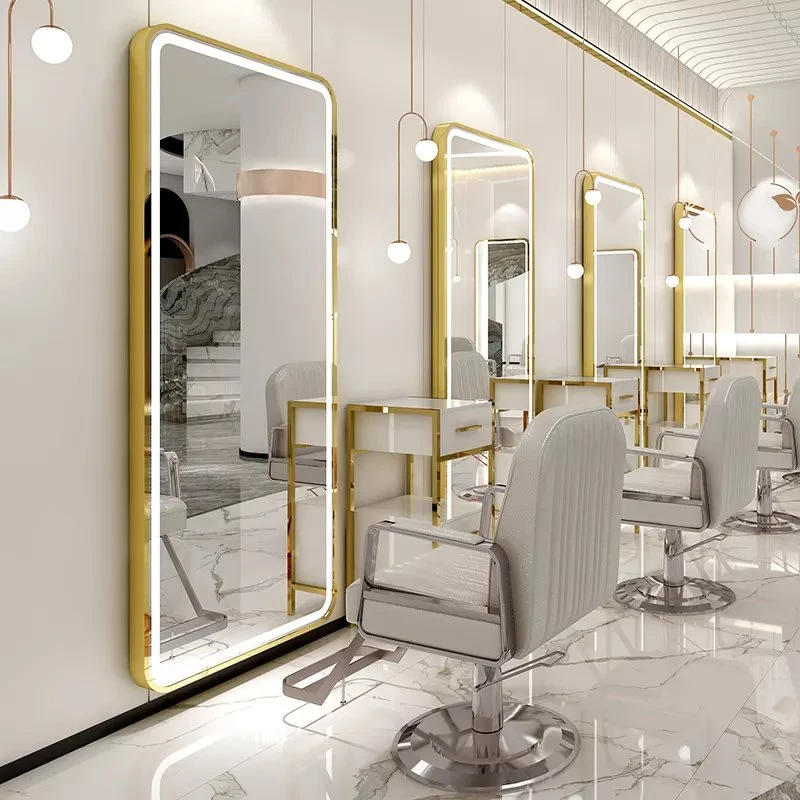 Cadru din aluminiu personalizat de dimensiuni mari Oglinzi de toaletă inteligente cu LED-uri din sticlă mată Oglindă de salon de machiaj de lungime întreagă