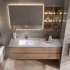 Set dulap de depozitare simplu ieftin, modern, din lemn masiv, dulap cu oglindă pentru baie, cu chiuvetă