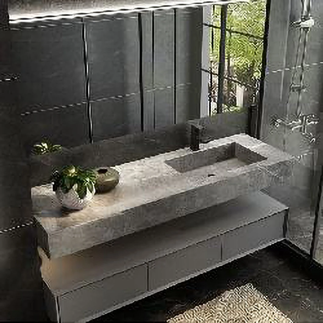 Set dulap de baie cu chiuvetă dublă din marmură Dulap de depozitare rezistent la apă pentru baie modernă Dulap de dressing