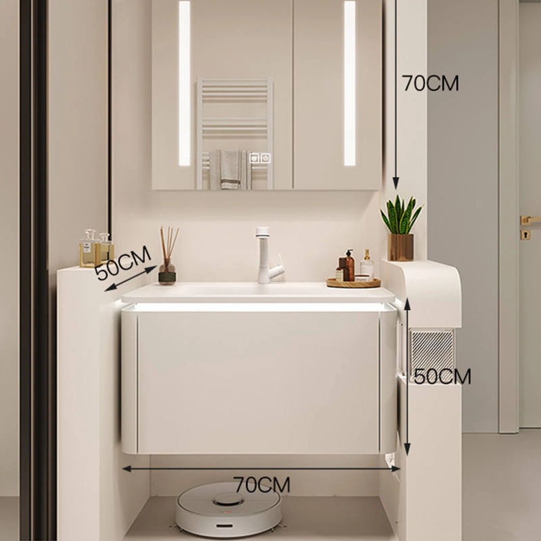 Dulap pentru baie de lux, montat pe perete, dulap de baie pentru hotel modern, dulap de baie cu o singură chiuvetă din marmură