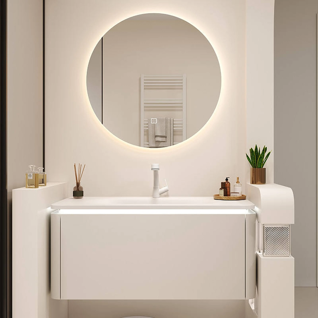 Dulap pentru baie de lux, montat pe perete, dulap de baie pentru hotel modern, dulap de baie cu o singură chiuvetă din marmură