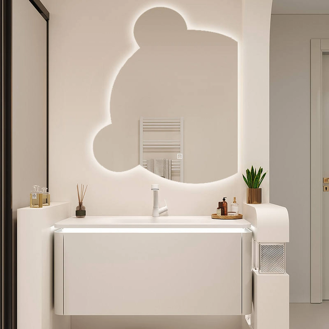 Dulap pentru baie de lux, montat pe perete, dulap de baie pentru hotel modern, dulap de baie cu o singură chiuvetă din marmură