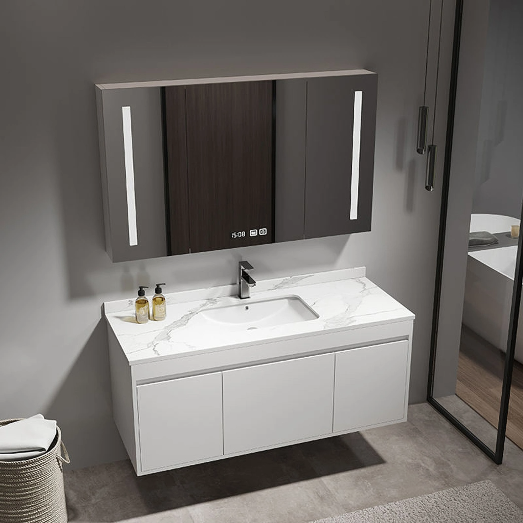 Dulap modern de spălat și de dressing din lemn masiv Mobilier de baie negru Dulap de baie de lux cu dulap inteligent cu oglindă