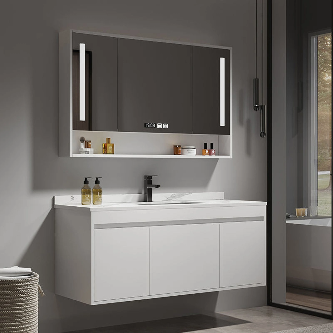 Dulap modern de spălat și de dressing din lemn masiv Mobilier de baie negru Dulap de baie de lux cu dulap inteligent cu oglindă