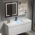 Dulap modern de spălat și de îmbrăcăminte din lemn masiv, colț de baie negru Dulap de baie de lux cu dulap cu oglindă