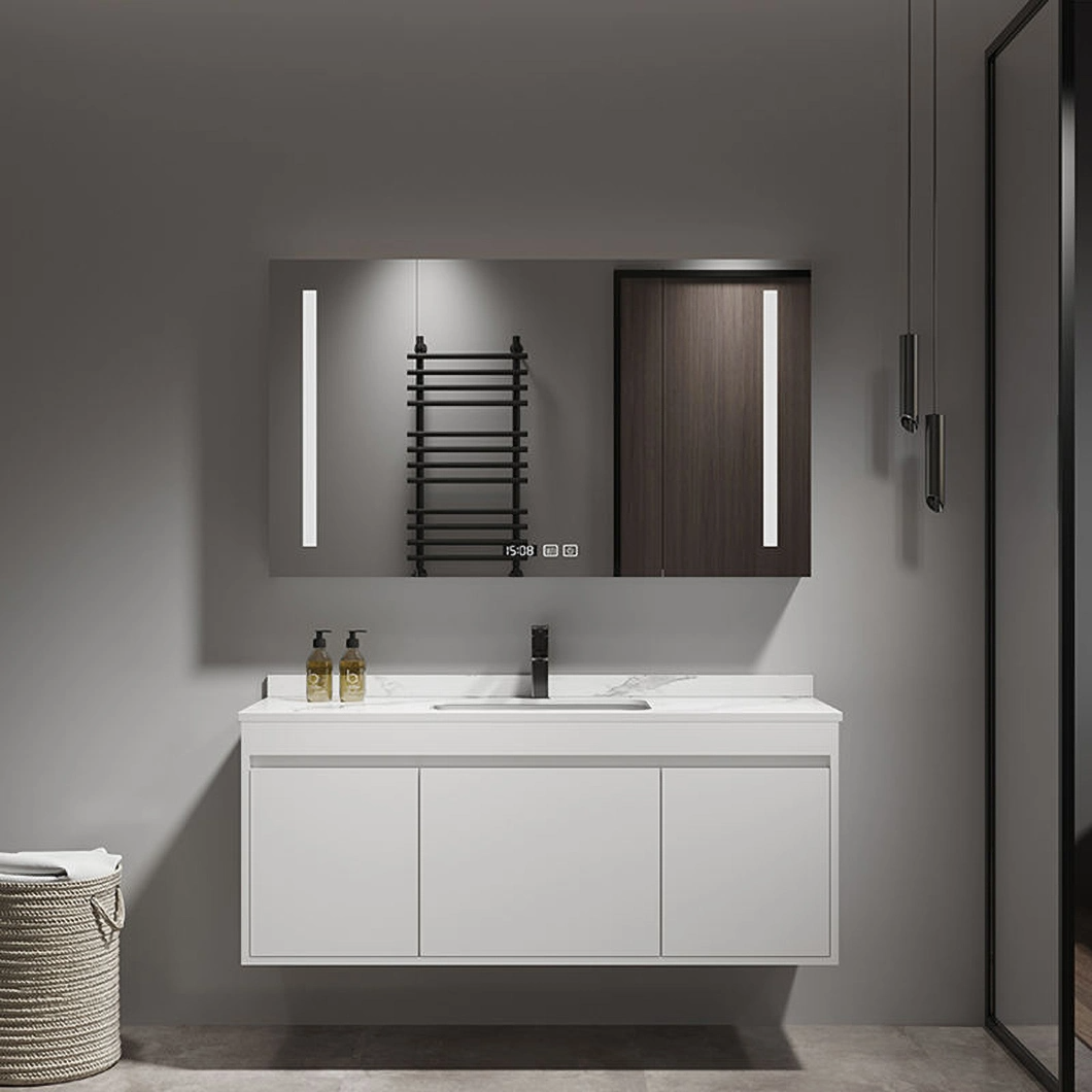 Dulap modern de spălat și de dressing din lemn masiv Mobilier de baie negru Dulap de baie de lux cu dulap inteligent cu oglindă