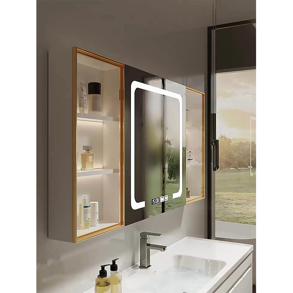 Dulap modern de spălat și de dressing din lemn masiv Mobilier de baie negru Dulap de baie de lux cu dulap inteligent cu oglindă