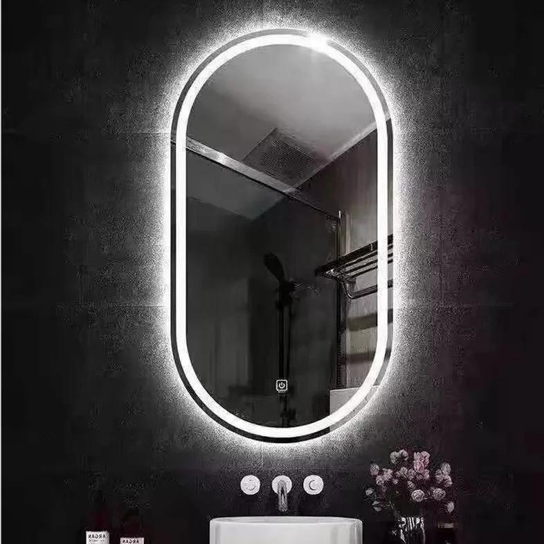 Toaletă în cerc, arc chinezesc, oglinzi rotunde cu LED, perete decorativ, autocolante mari, lungime completă, perete în baie cu lumină LED, oglindă de toaletă