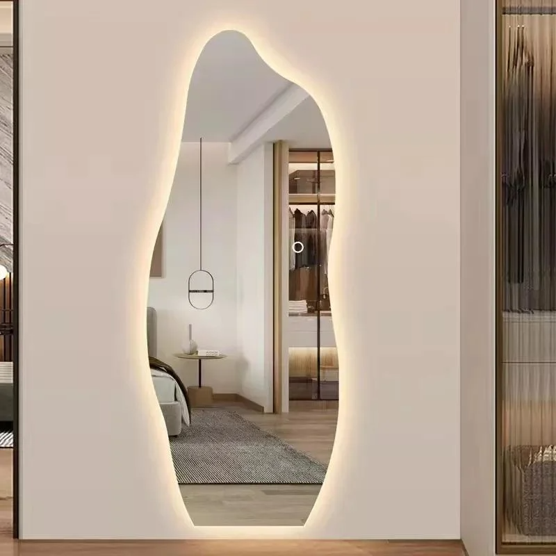 Toaletă în cerc, arc chinezesc, oglinzi rotunde cu LED, perete decorativ, autocolante mari, lungime completă, perete în baie cu lumină LED, oglindă de toaletă