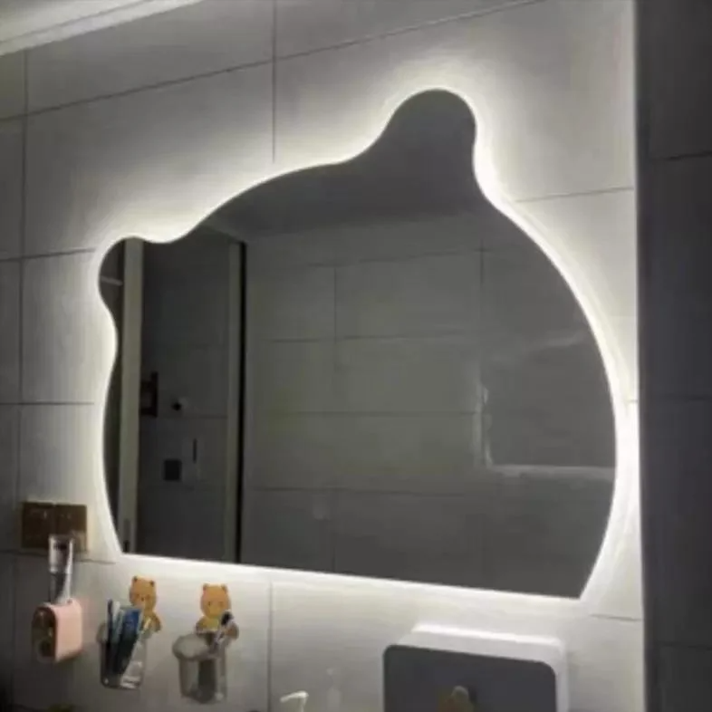 Toaletă în cerc, arc chinezesc, oglinzi rotunde cu LED, perete decorativ, autocolante mari, lungime completă, perete în baie cu lumină LED, oglindă de toaletă