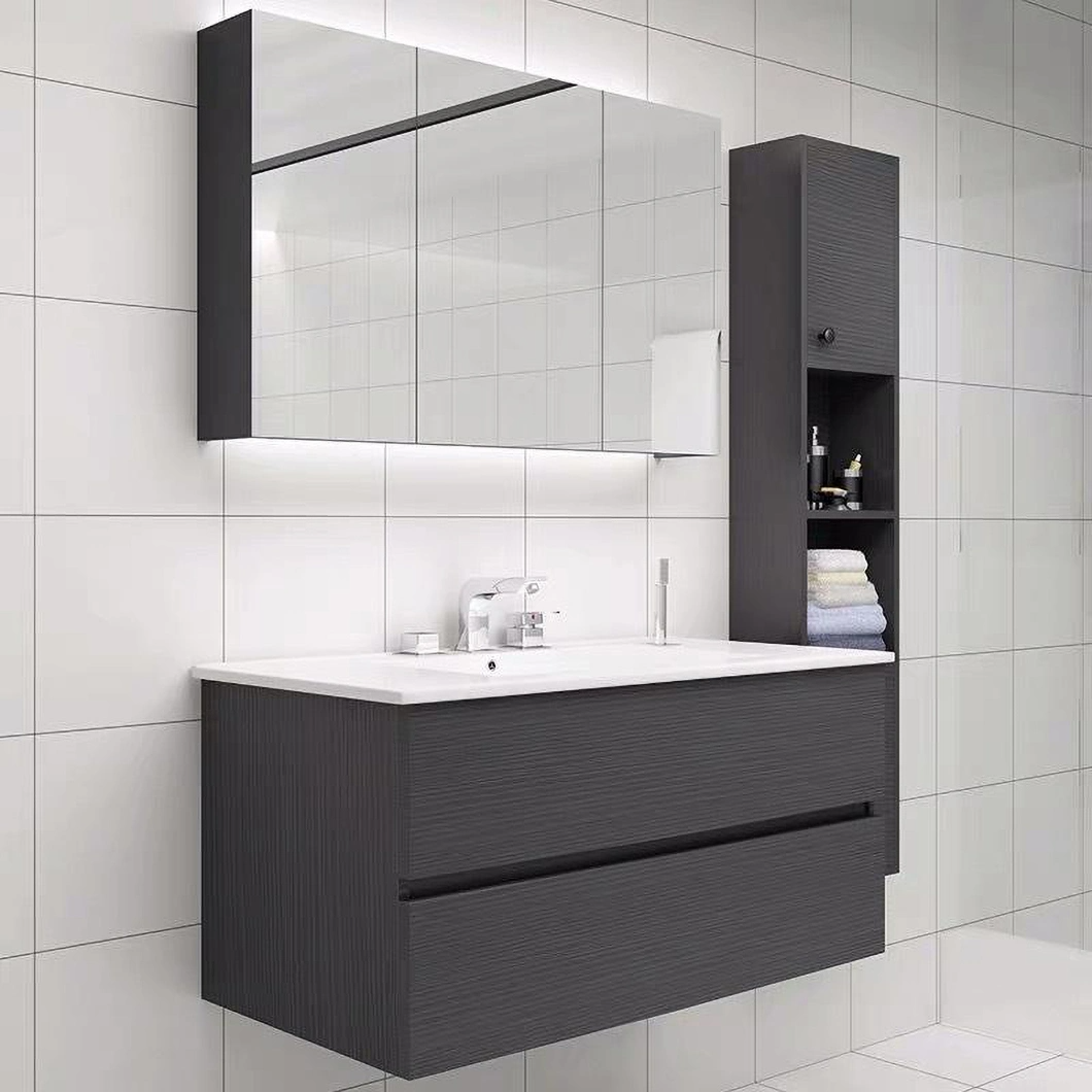 Dulap cu oglindă alb european, modern, mobilier de toaletă, dulap de baie cu chiuvetă din ceramică