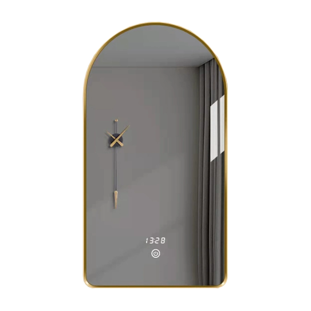Oglinda de perete cu cadru metalic oval din aluminiu auriu pentru decorarea moderna a locuintei Interior de lux pentru oglinda de baie