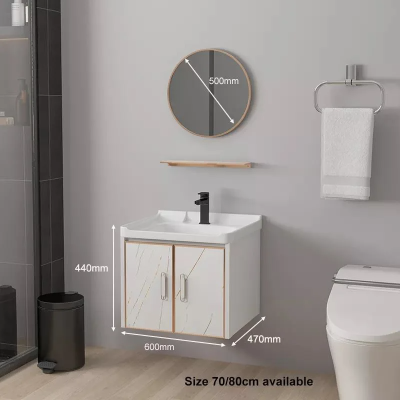 Dulap din aluminiu cu oglindă modernă, rezistentă la apă, cu montare pe perete. Set mic de chiuvetă pentru baie cu chiuvetă