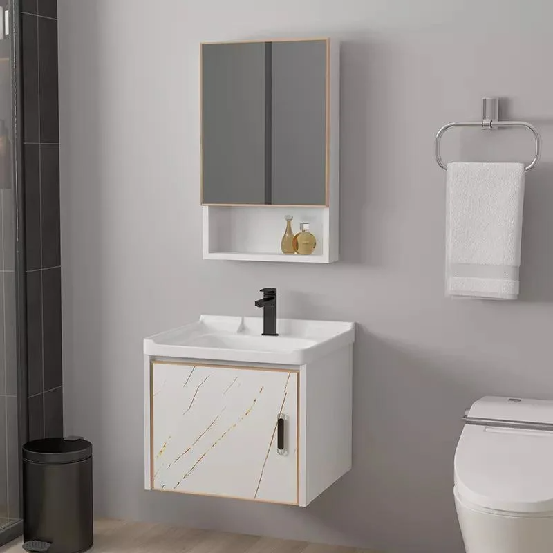 Dulap din aluminiu cu oglindă modernă, rezistentă la apă, cu montare pe perete. Set mic de chiuvetă pentru baie cu chiuvetă