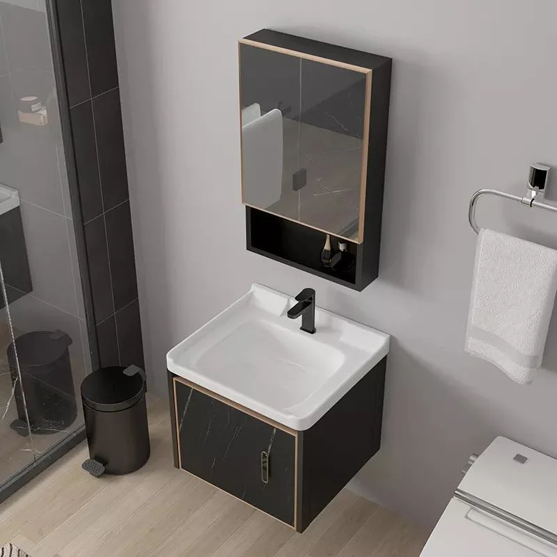 Dulap din aluminiu cu oglindă modernă, rezistentă la apă, cu montare pe perete. Set mic de chiuvetă pentru baie cu chiuvetă