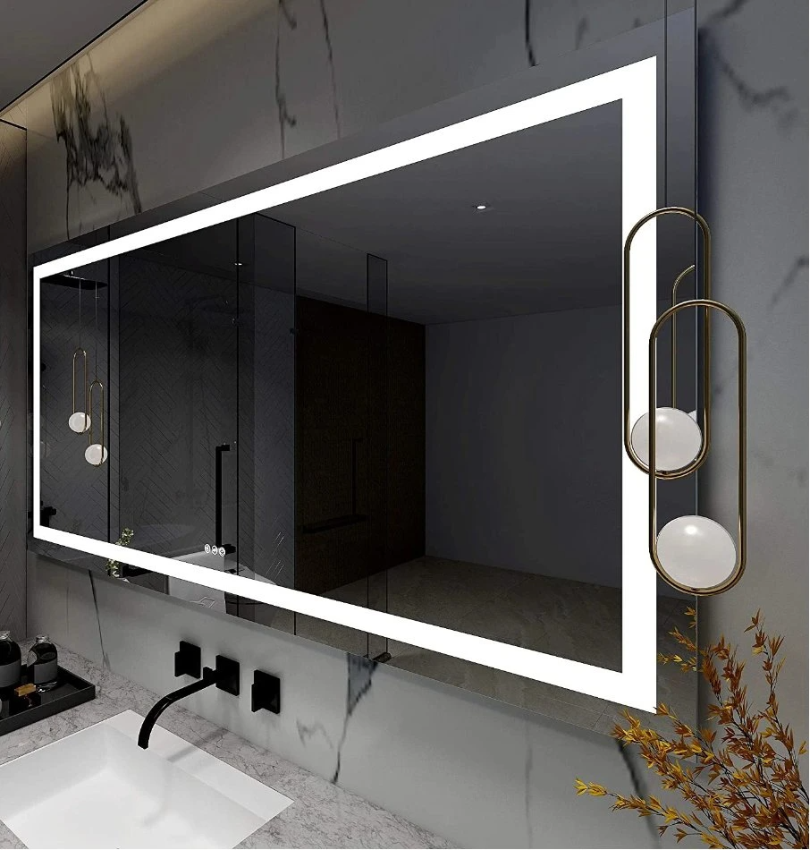 Comerț cu ridicata din fabrică Senzor tactil Decorare perete pentru acasă Mobilier de salon Montat pe perete Make up LED Smart Home LED Oglindă de baie cu dezaburire și difuzor Bluetooth