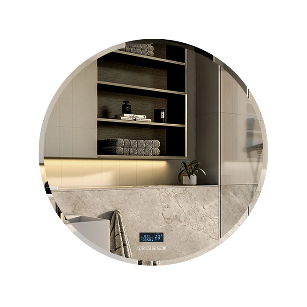 Oglindă circulară decorativă, rotundă, de 24 inchi, cu mărgele albe