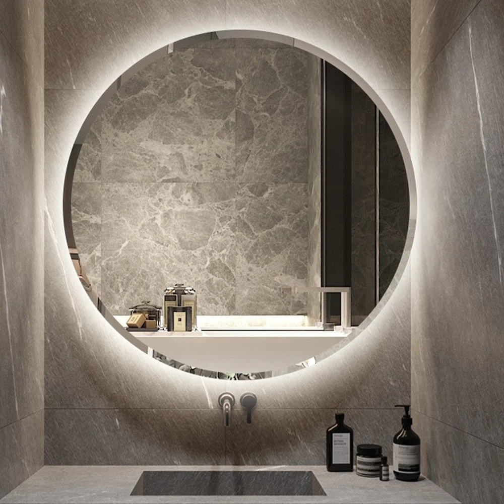 Oglindă circulară decorativă, rotundă, de 24 inchi, cu mărgele albe