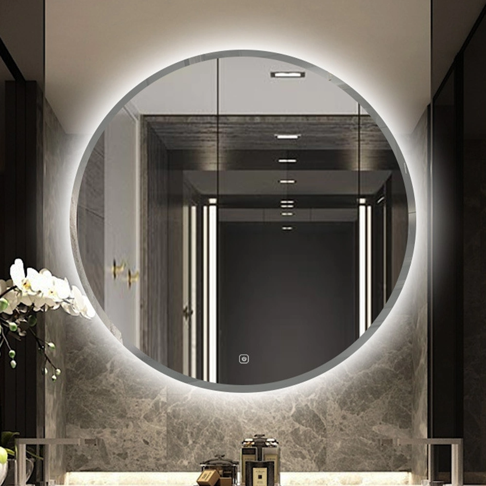 Oglindă circulară decorativă, rotundă, de 24 inchi, cu mărgele albe