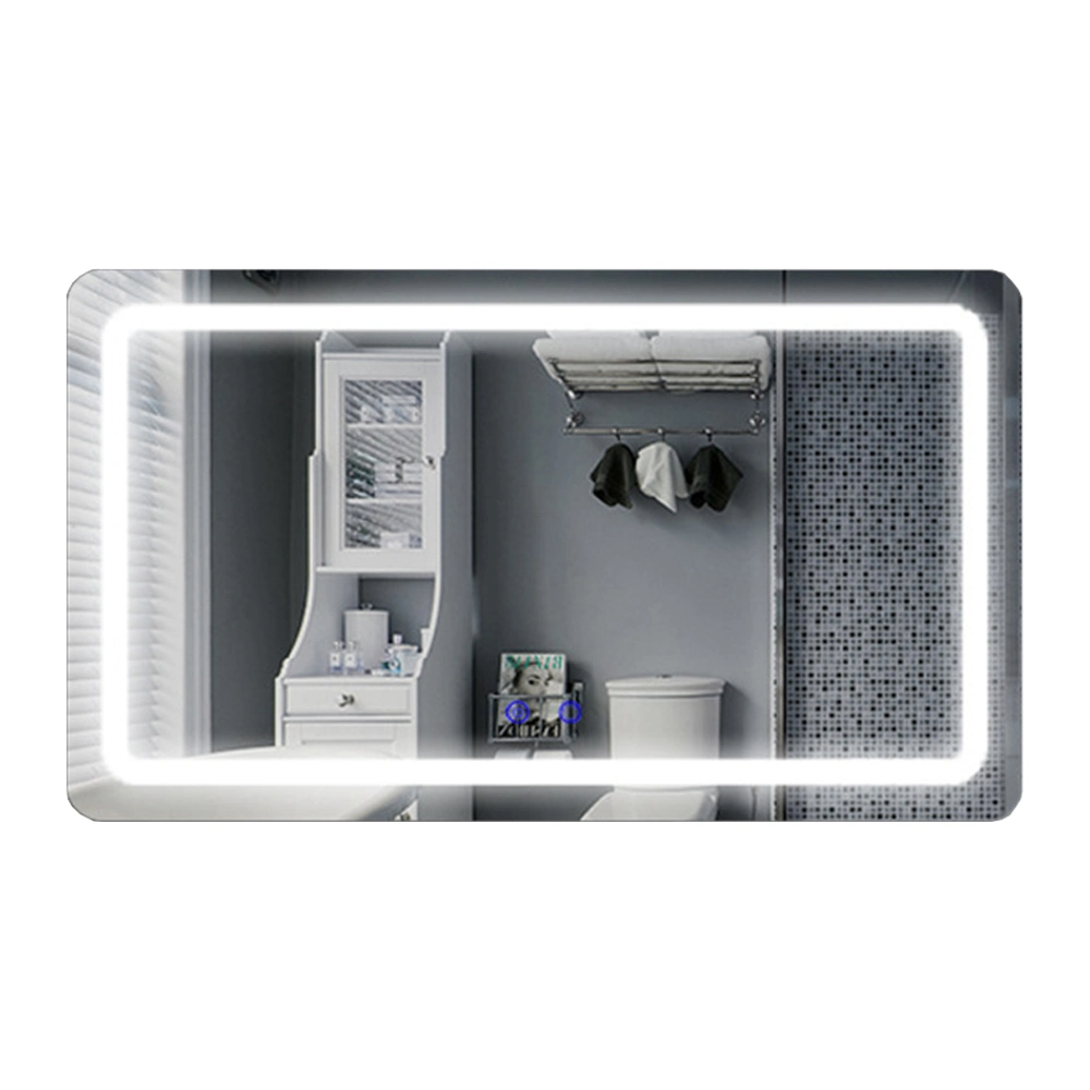 Oglindă decorativă inteligentă pentru chiuvetă pentru casă de lux, cu LED, pentru baie, fără cadru, iluminată din spate, oglindă de baie din sticlă