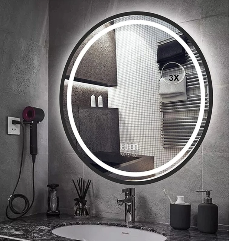 Oglindă de baie cu lumini Oglindă inteligentă de vanitate cu iluminare anti-ceață, montată pe perete cu LED, reglabilă pentru baie Illu