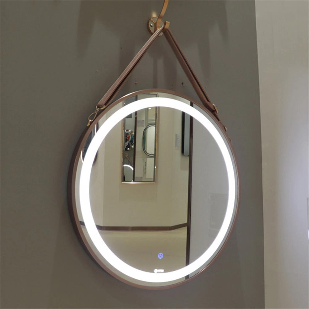 Oglindă de baie pentru baie 60 cm 80 cm Oglindă de baie decorativă modernă, rotundă, anti-ceață, cu LED