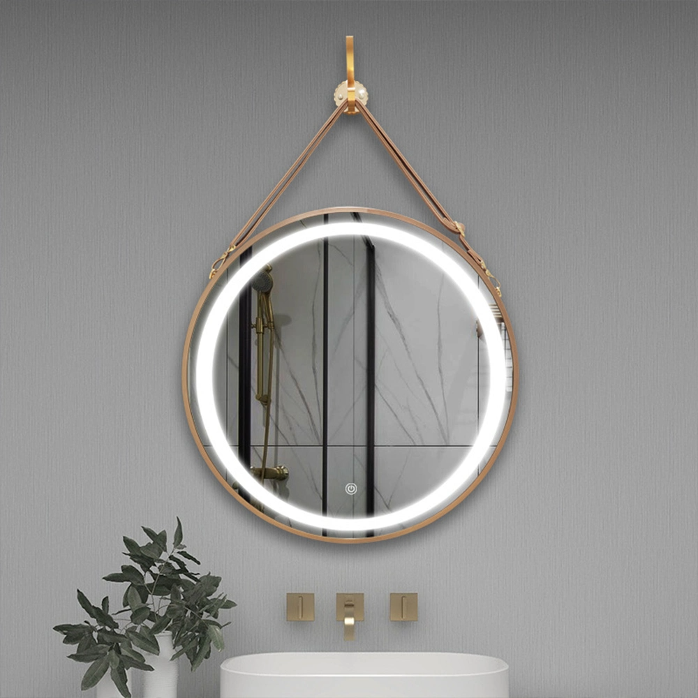 Oglindă de baie pentru baie 60 cm 80 cm Oglindă de baie decorativă modernă, rotundă, anti-ceață, cu LED