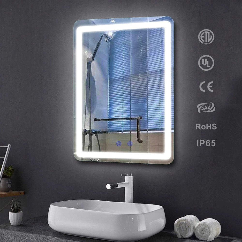 Oglindă de baie Bluetooth inteligentă, iluminată cu LED, cu ceas digital
