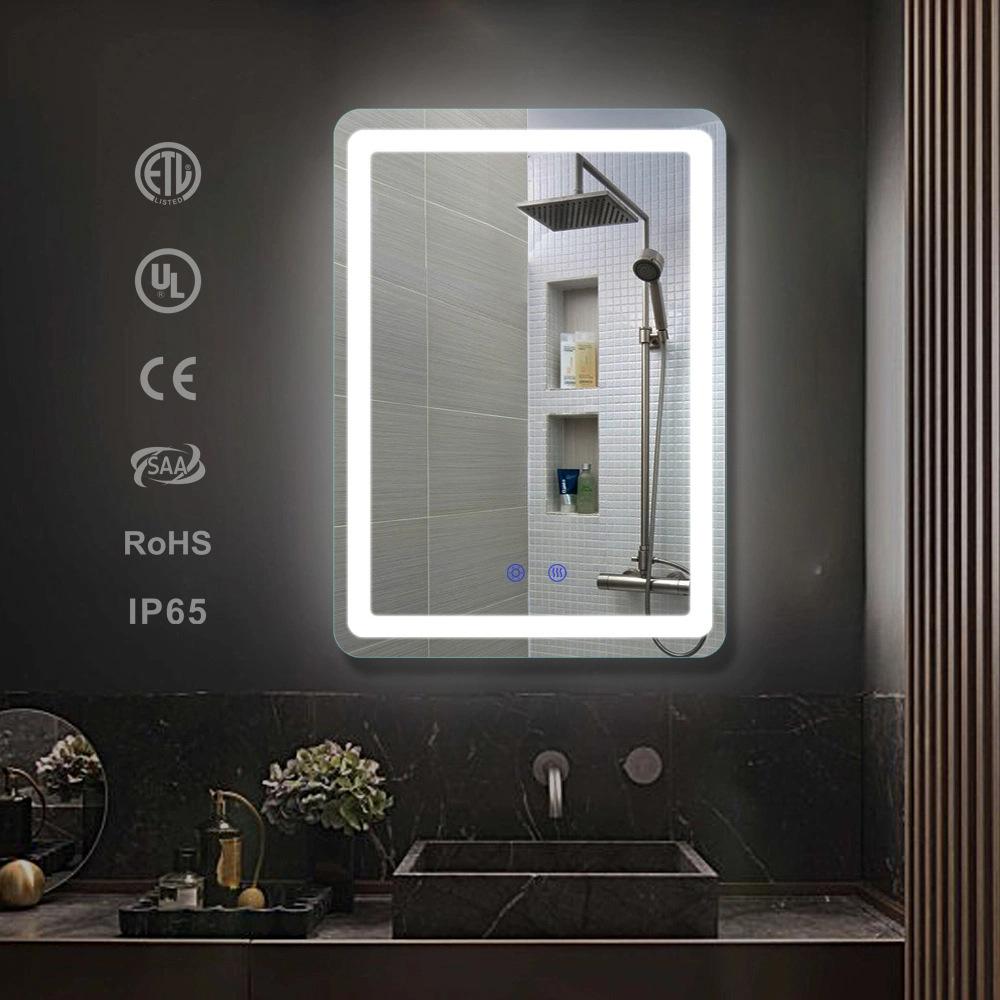 Oglindă de baie Bluetooth inteligentă, iluminată cu LED, cu ceas digital