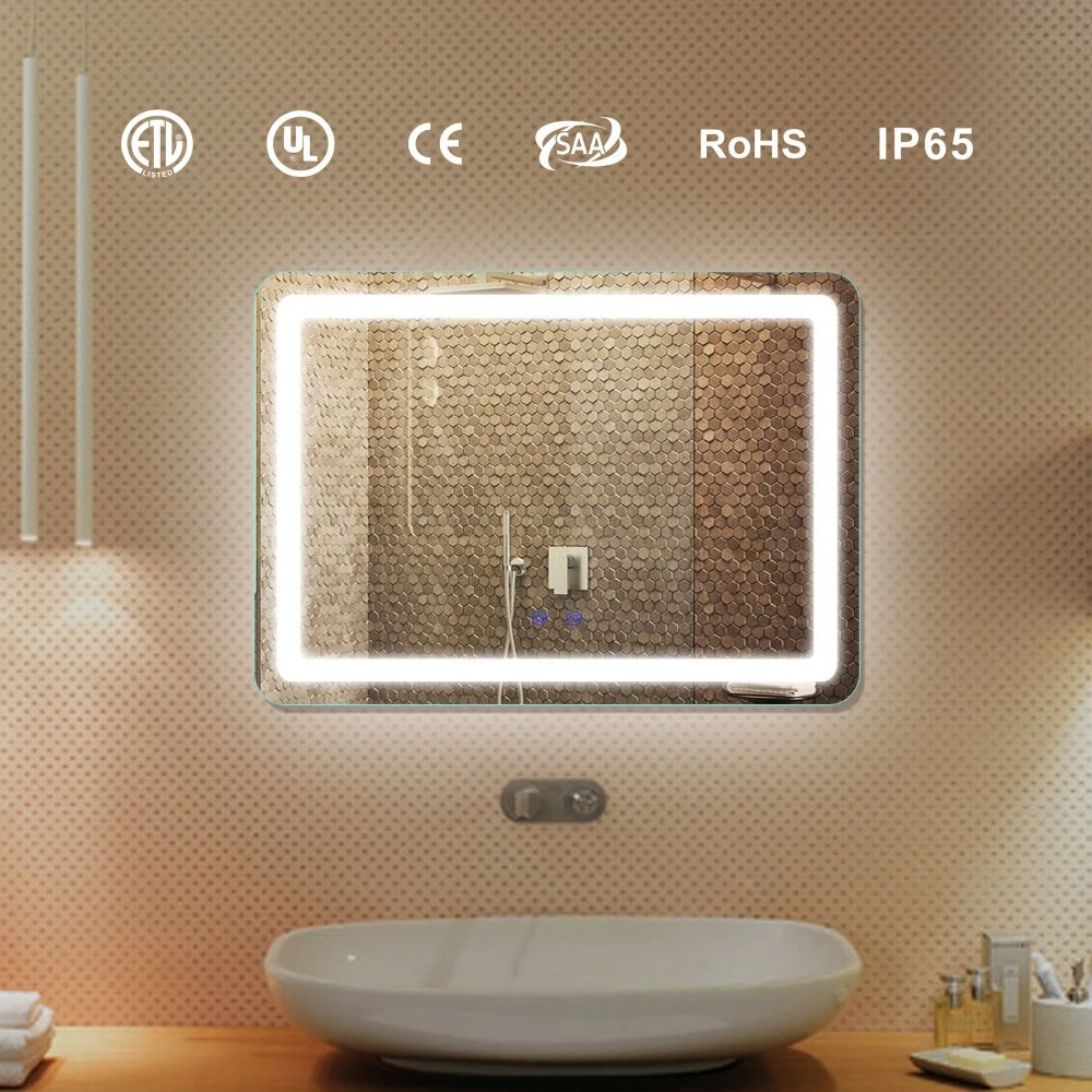 Oglindă de baie Bluetooth inteligentă, iluminată cu LED, cu ceas digital