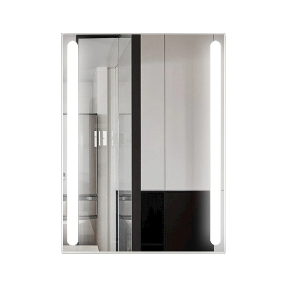 Pătrat dreptunghiular montat pe perete oglindă de machiaj pentru baie, iluminată cu LED, decorarea casei cu funcție anti-aburire Oglindă din sticlă Smart Home