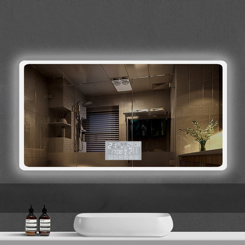 Oglindă cu LED pentru baie, rotundă, rectangulară, iluminată, montată pe perete din fabrică