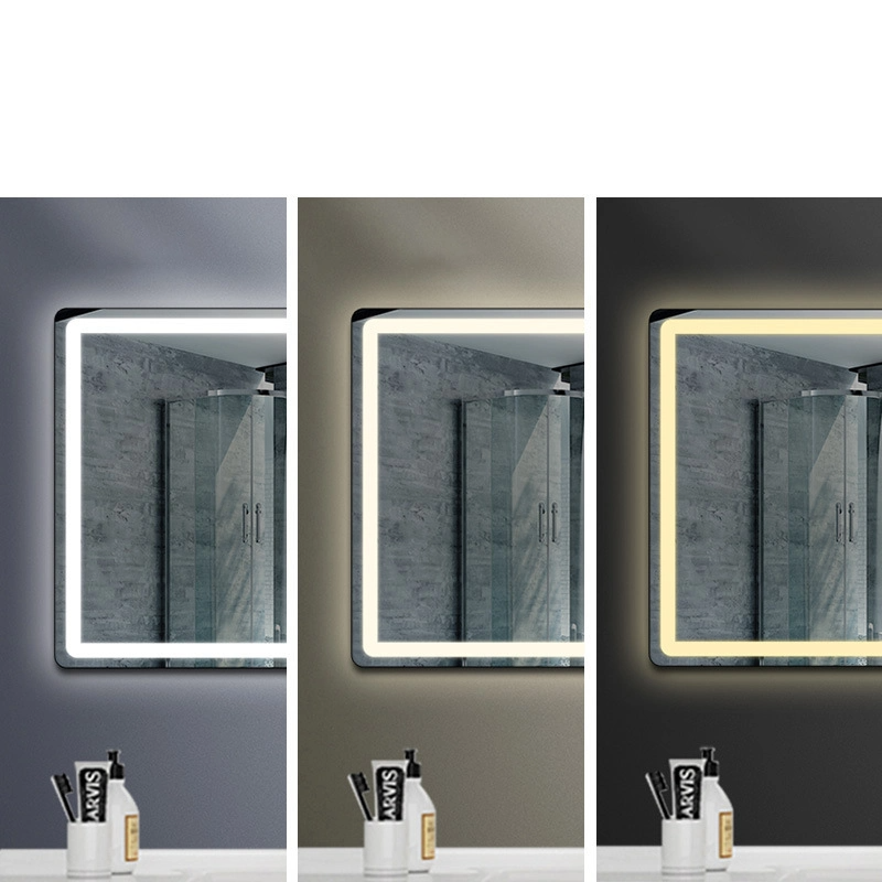 Oglindă cu LED pentru baie, rotundă, rectangulară, iluminată, montată pe perete din fabrică
