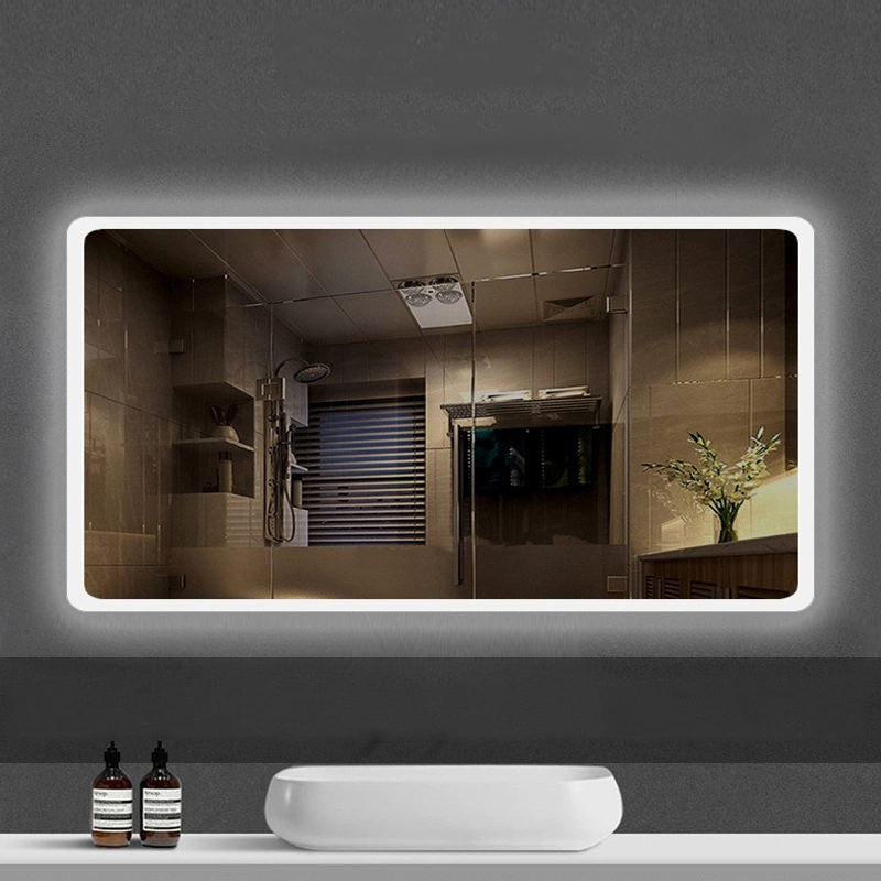 Oglindă cu LED pentru baie, rotundă, rectangulară, iluminată, montată pe perete din fabrică