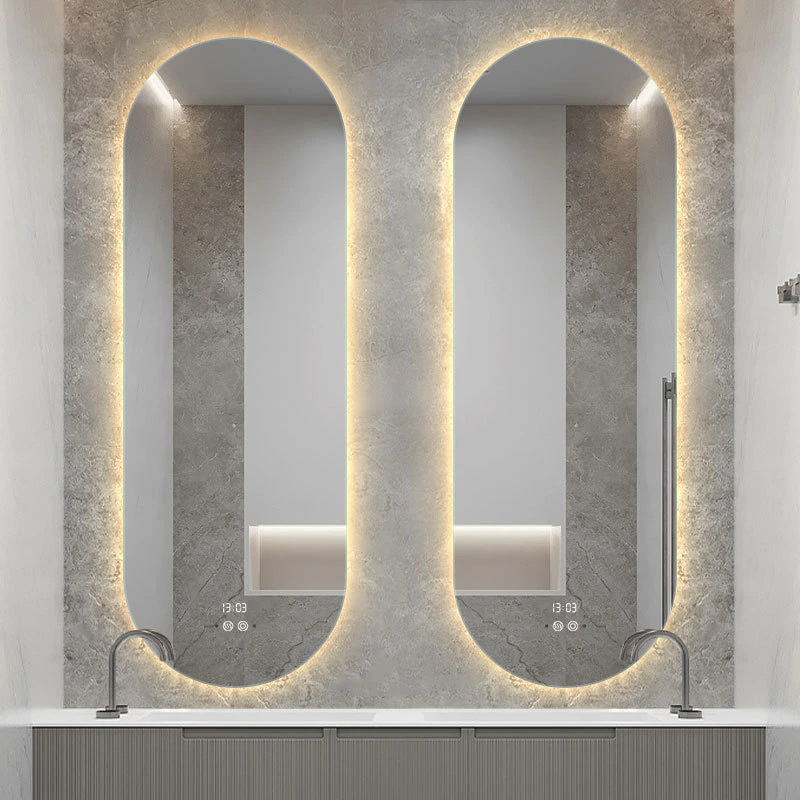 Oglindă inteligentă pentru baie Oglindă pentru baie cu LED, montată pe perete, cu lumină anti-aburire Oglindă pentru toaletă