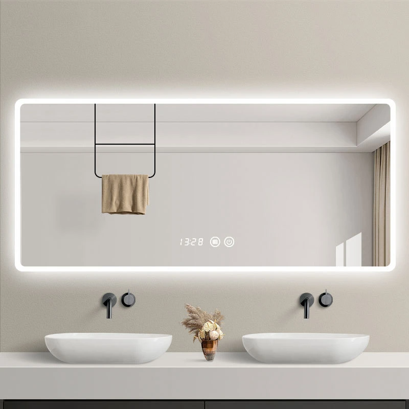 Oglindă inteligentă pentru baie Oglindă pentru baie cu LED, montată pe perete, cu lumină anti-aburire Oglindă pentru toaletă