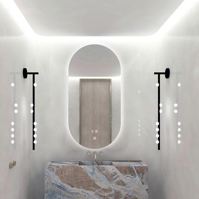 Oglindă inteligentă pentru baie Oglindă pentru baie cu LED, montată pe perete, cu lumină anti-aburire Oglindă pentru toaletă