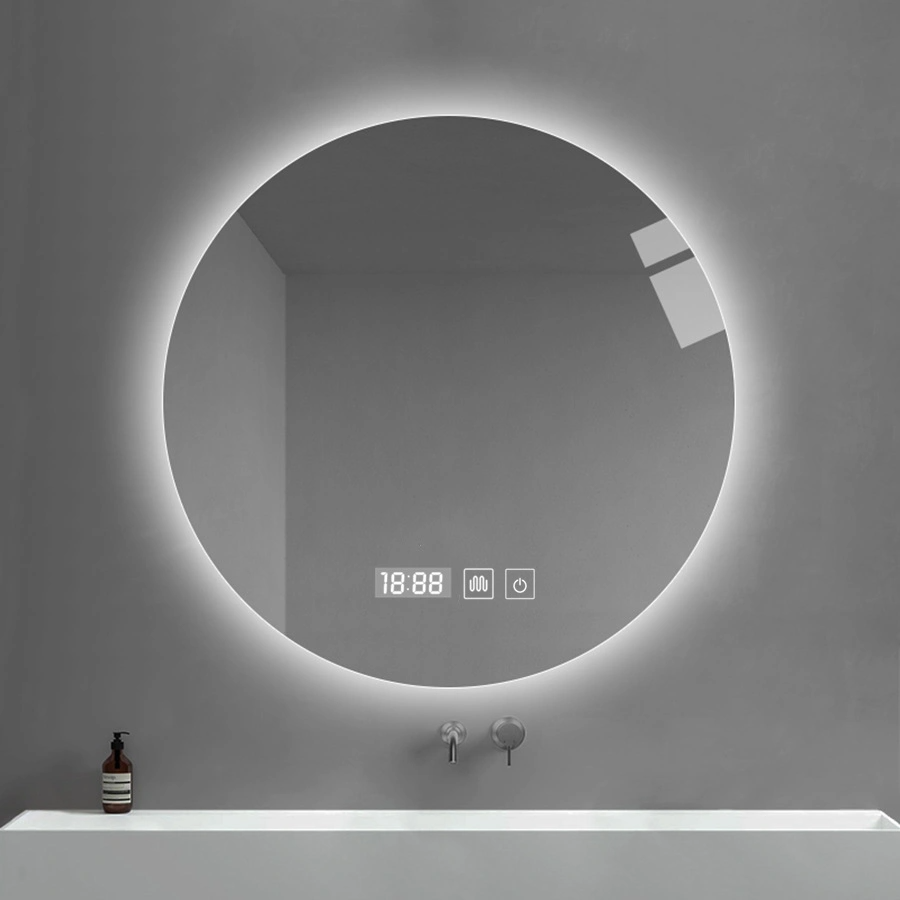 Oglindă de baie rotundă cu iluminare din spate, fără rame, pentru casă modernă Oglindă decorativă pentru baie pentru baie