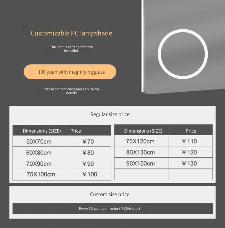Oglindă inteligentă în baie Oglindă pentru baie de bună calitate cu comutator tactil Oglindă inteligentă automată