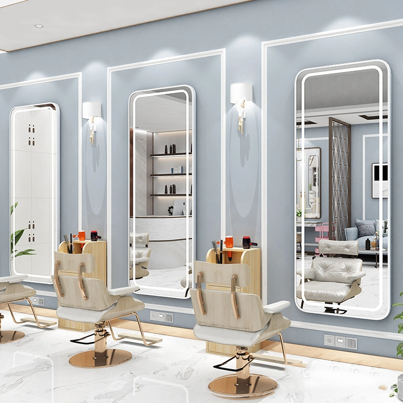 Lumină pentru oglindă de salon cu LED montată pe perete Oglindă inteligentă dreptunghiulară Dezaburire Dressing Oglindă cu LED-uri de lungime completă