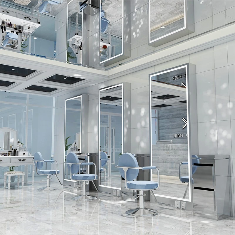 Lumină pentru oglindă de salon cu LED montată pe perete Oglindă inteligentă dreptunghiulară Dezaburire Dressing Oglindă cu LED-uri de lungime completă