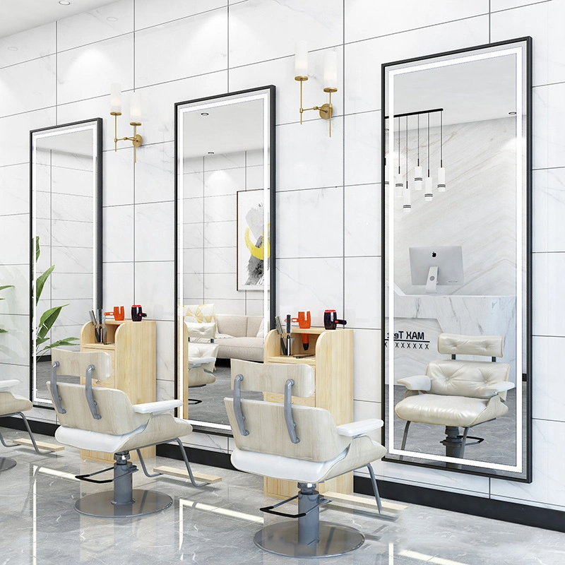 Lumină pentru oglindă de salon cu LED montată pe perete Oglindă inteligentă dreptunghiulară Dezaburire Dressing Oglindă cu LED-uri de lungime completă
