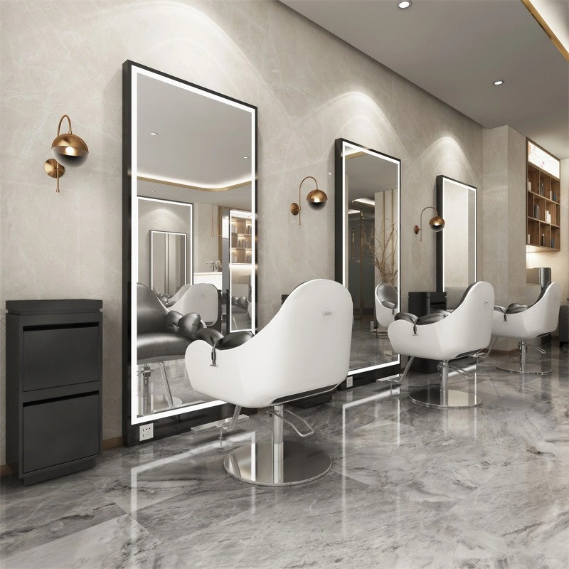 Lumină pentru oglindă de salon cu LED montată pe perete Oglindă inteligentă dreptunghiulară Dezaburire Dressing Oglindă cu LED-uri de lungime completă